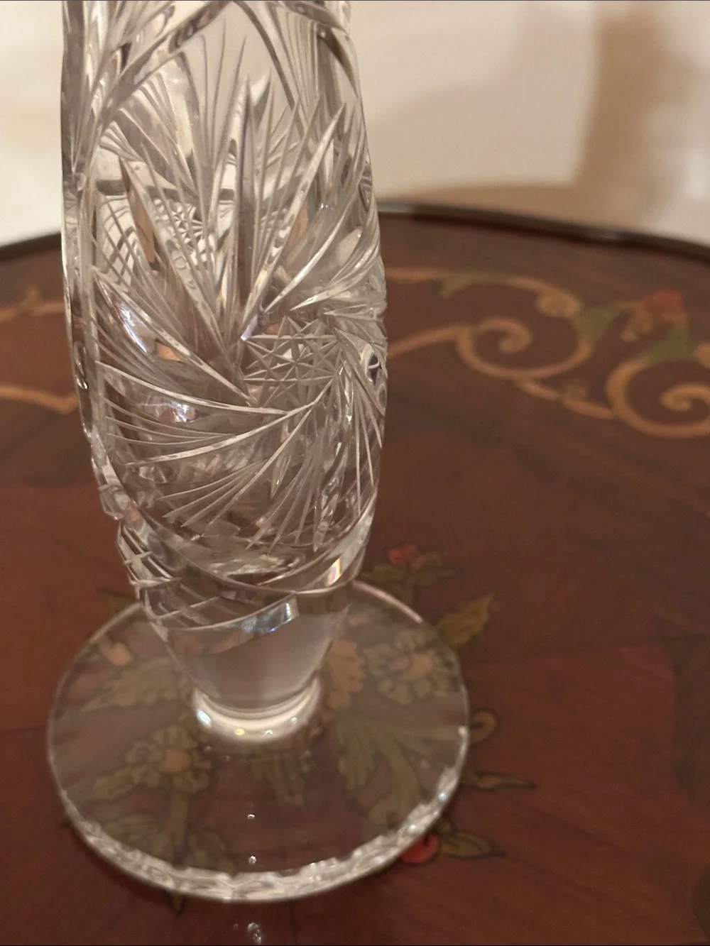 Crystal Cut Bud Vase - Clear Glass Home Accent
